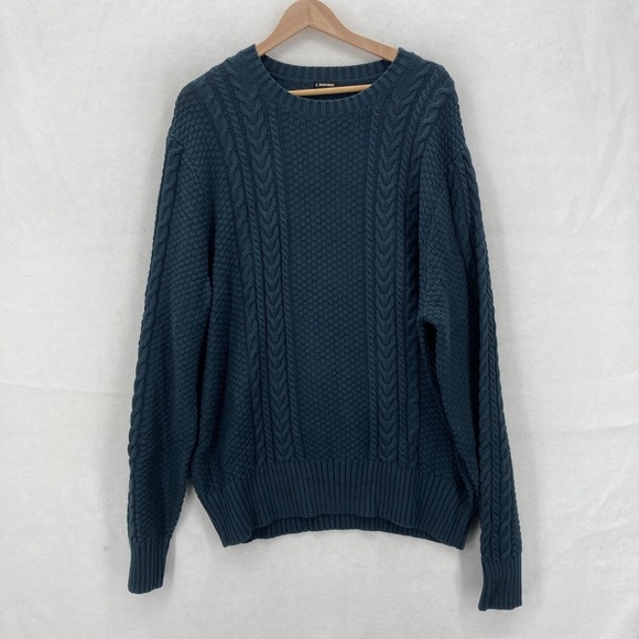 J. Peterman Other - J. Peterman Sweater Mens XL Blue Cable Knit Crewneck Fisherman Cotton Chunky